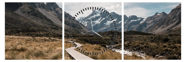 Slika - Šetnica u dolini planine Mt. Cook (sa satom) (90x30 cm)
