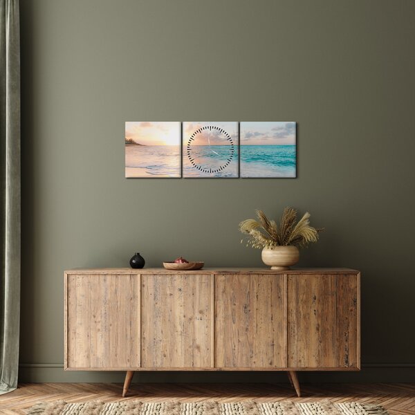 Slika - Sanjiva plaža (sa satom) (90x30 cm)