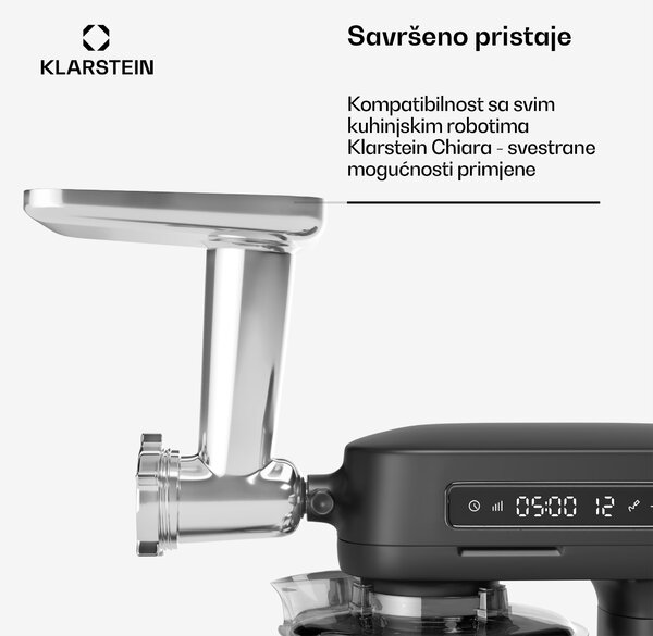Klarstein Nastavak za mljevenje mesa Chiara, pribor za kuhinjski robot Chiara, 4 noža, nehrđajući čelik, 3 diska