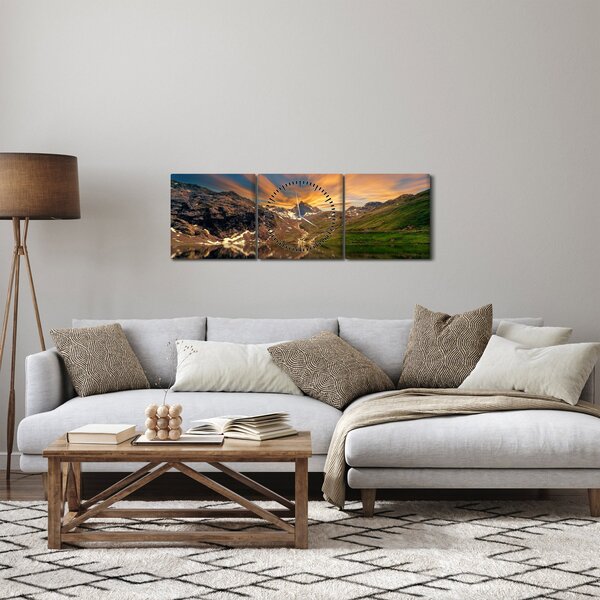 Slika - Odsjaj u planinskom jezeru (sa satom) (90x30 cm)
