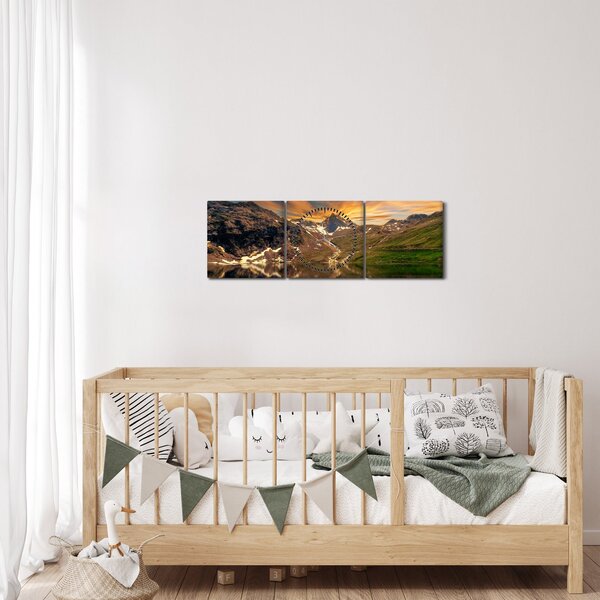 Slika - Odsjaj u planinskom jezeru (sa satom) (90x30 cm)