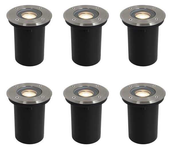 Set od 6 Modernih Vanjskih Zemljanih Reflektora Čelik 35 mm Podesivi IP65 - Delux