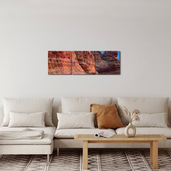 Slika - Valovi uz litice (sa satom) (90x30 cm)