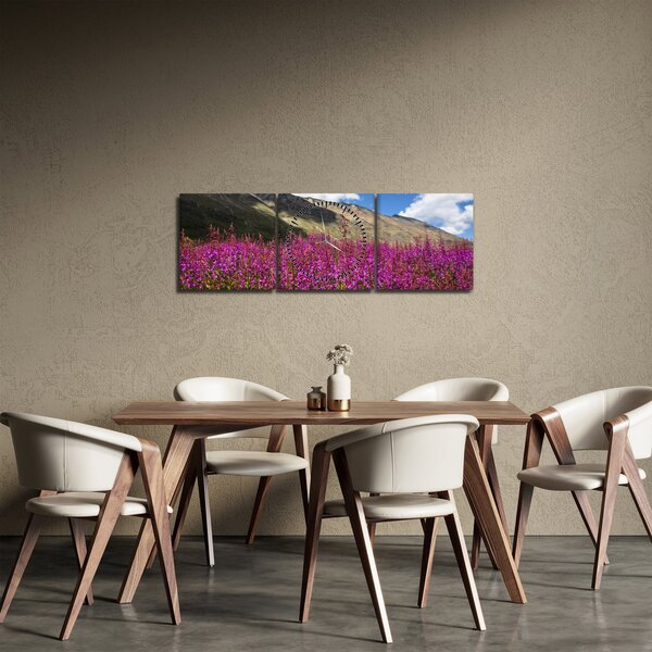 Slika pejzaža planinske livade (sa satom) (90x30 cm)