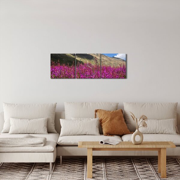 Slika pejzaža planinske livade (sa satom) (90x30 cm)