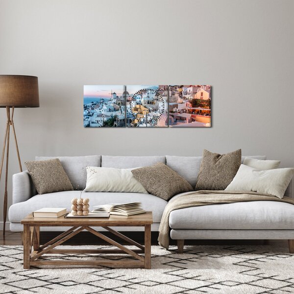 Slika - Sumrak na Santoriniju (sa satom) (90x30 cm)
