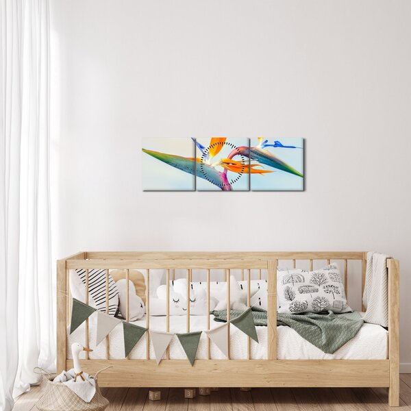 Slika cvijeta Strelicije (sa satom) (90x30 cm)