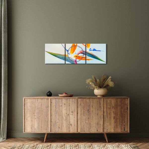 Slika cvijeta Strelicije (sa satom) (90x30 cm)