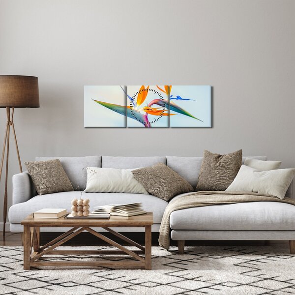 Slika cvijeta Strelicije (sa satom) (90x30 cm)
