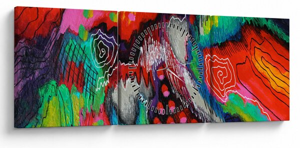 Apstraktna slika - boje (sa satom) (90x30 cm)
