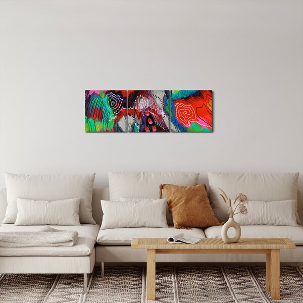 Apstraktna slika - boje (sa satom) (90x30 cm)