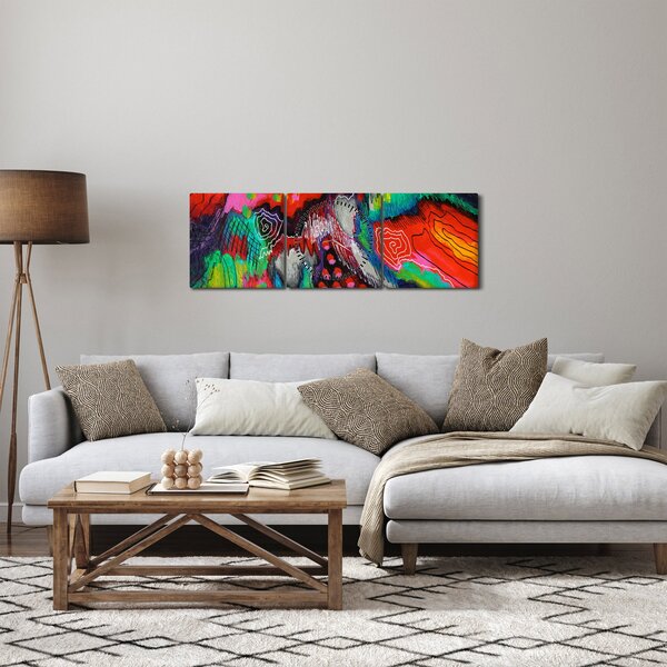 Apstraktna slika - boje (sa satom) (90x30 cm)