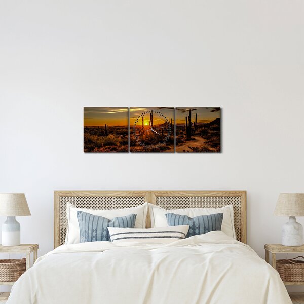 Slika - Kraj dana u pustinji Arizona (sa satom) (90x30 cm)