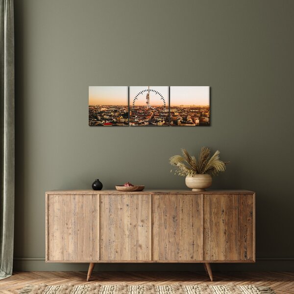 Slika zalaska sunca nad Žižkovom (sa satom) (90x30 cm)