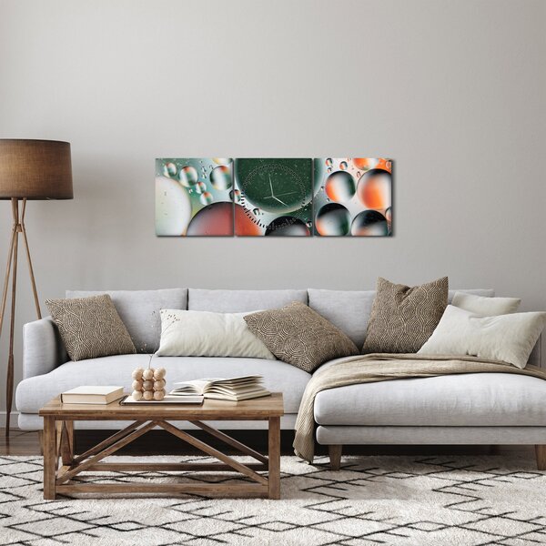Slika apstrakcije - mjehurići (sa satom) (90x30 cm)