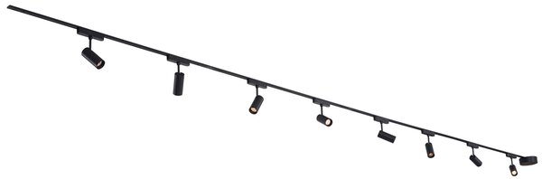 Moderni sustav tračnica za rasvjetu s 8 crnih reflektora, 1-fazni, 400 cm - Magnetic Gert