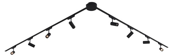 Moderni sustav tračnica za rasvjetu s 8 crnih reflektora, 1-fazni, 400 cm - Magnetic Gert