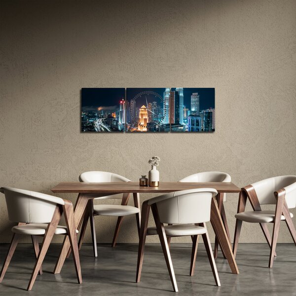 Slika - Noć u Kuala Lumpuru (sa satom) (90x30 cm)