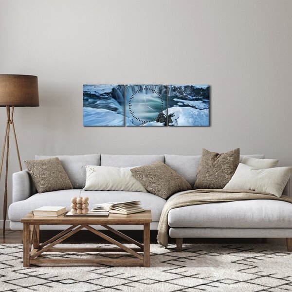 Slika - Vodopad bogova, Island (sa satom) (90x30 cm)