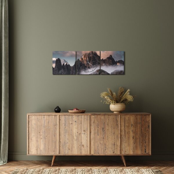 Slika - Talijanski Dolomiti skriveni u magli (sa satom) (90x30 cm)