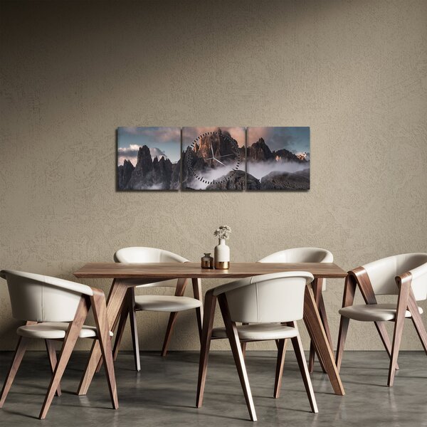 Slika - Talijanski Dolomiti skriveni u magli (sa satom) (90x30 cm)