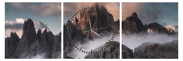 Slika - Talijanski Dolomiti skriveni u magli (sa satom) (90x30 cm)