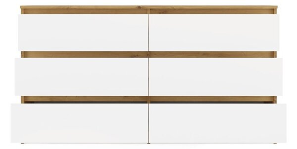 Komoda Musecalo 6 140 (hrast artisan + bijela)