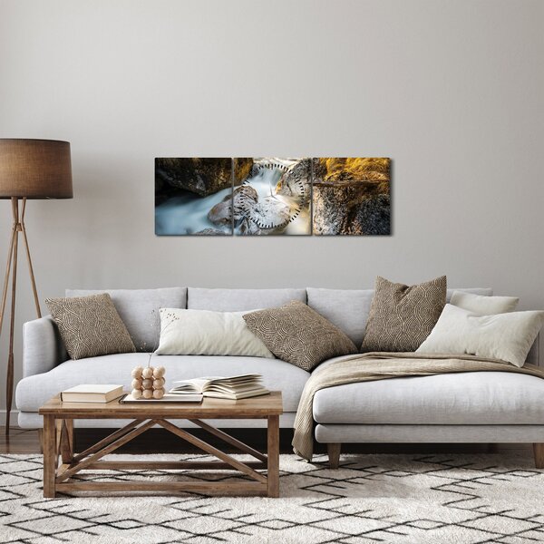 Slika - Šumski potok (sa satom) (90x30 cm)