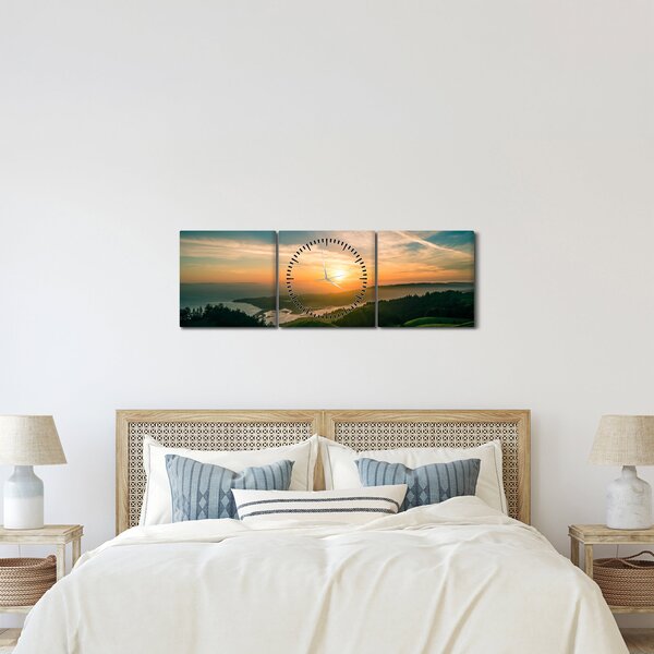 Slika izlaska sunca nad morem (sa satom) (90x30 cm)