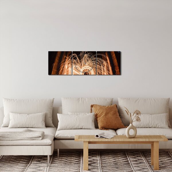 Slika - Svjetlosni show na tračnicama (sa satom) (90x30 cm)