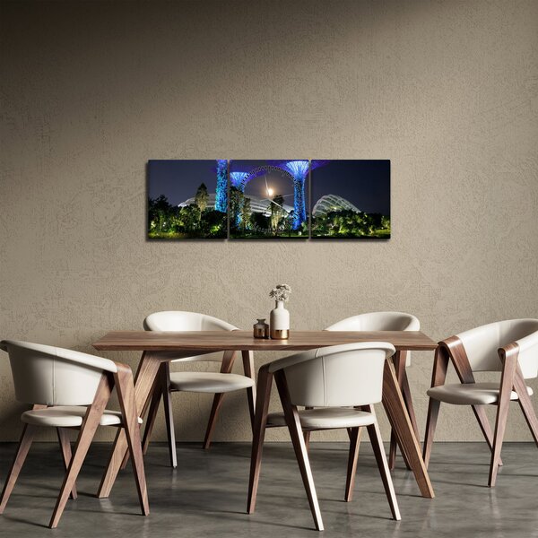 Slika punog mjeseca u singapurskim vrtovima (sa satom) (90x30 cm)