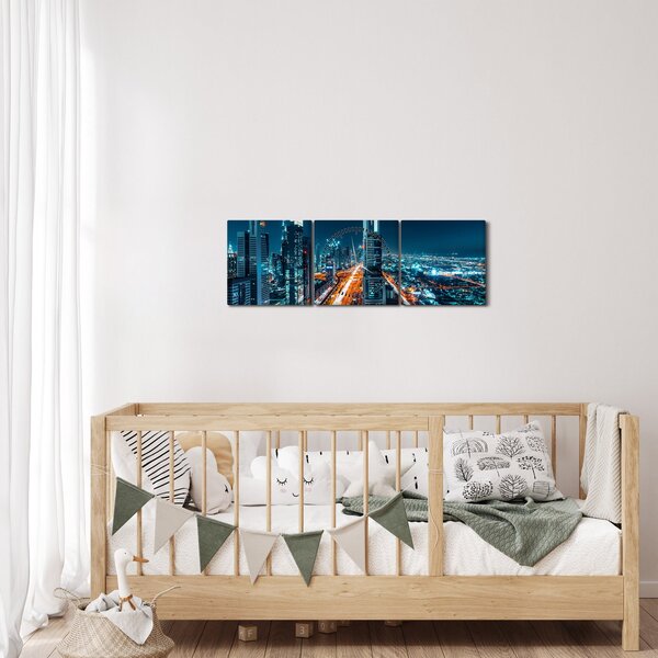 Slika - Dubai noću (sa satom) (90x30 cm)