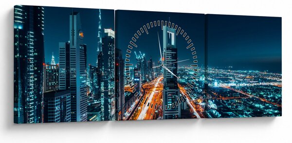 Slika - Dubai noću (sa satom) (90x30 cm)