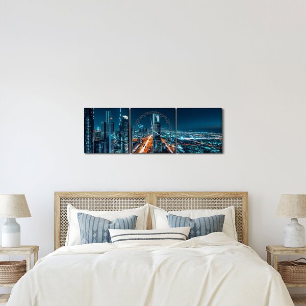 Slika - Dubai noću (sa satom) (90x30 cm)