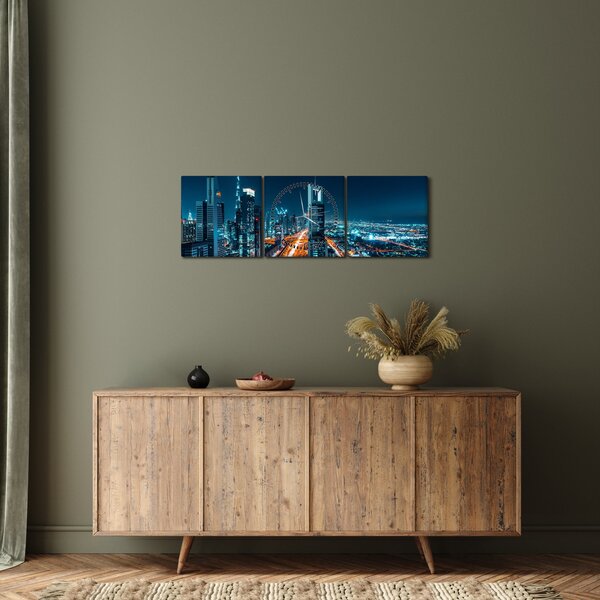 Slika - Dubai noću (sa satom) (90x30 cm)