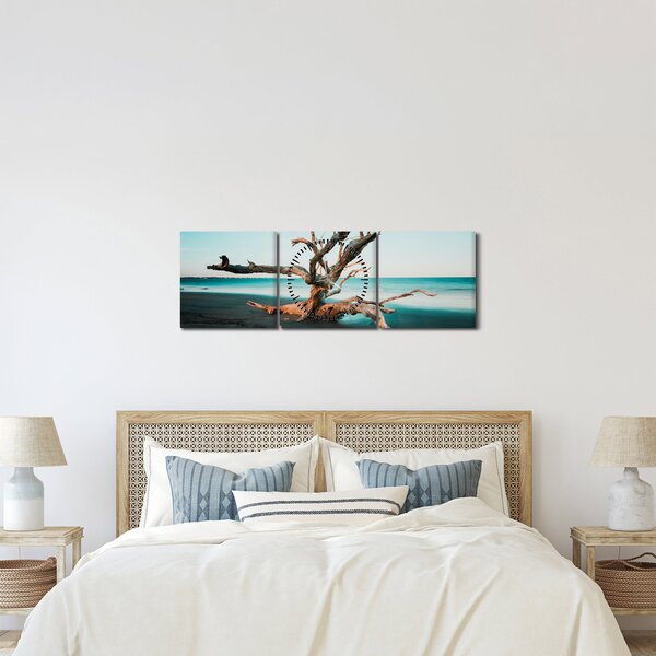 Slika - Naplavine na plaži (sa satom) (90x30 cm)