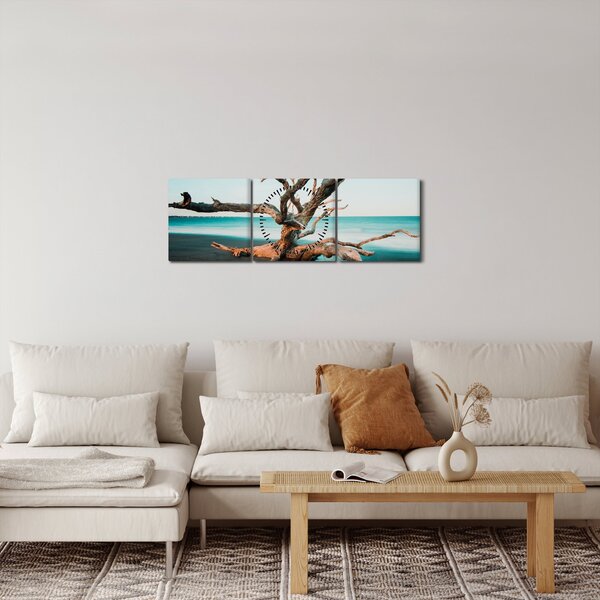 Slika - Naplavine na plaži (sa satom) (90x30 cm)