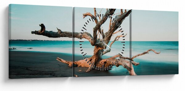 Slika - Naplavine na plaži (sa satom) (90x30 cm)