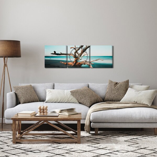 Slika - Naplavine na plaži (sa satom) (90x30 cm)