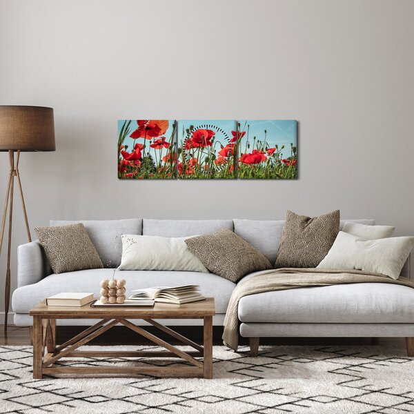 Slika - Na polju makova (sa satom) (90x30 cm)