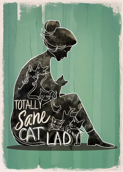 Ilustracija Totally Sane Cat Lady, Andreas Magnusson, (30 x 40 cm)