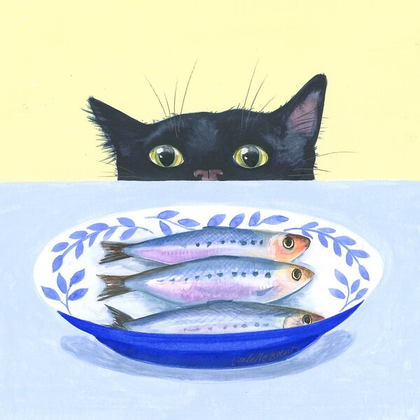 Ilustracija Gourmet Cat, Isabelle Brent, (40 x 40 cm)