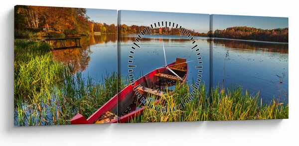Slika crvene brodice (sa satom) (90x30 cm)