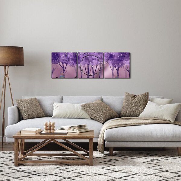 Slika - Jelen u čarobnoj šumi (sa satom) (90x30 cm)