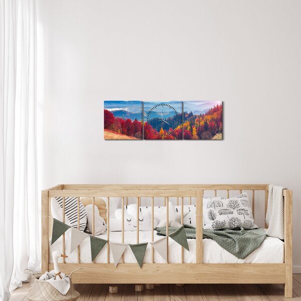 Slika šarenog jesenjeg krajolika (sa satom) (90x30 cm)