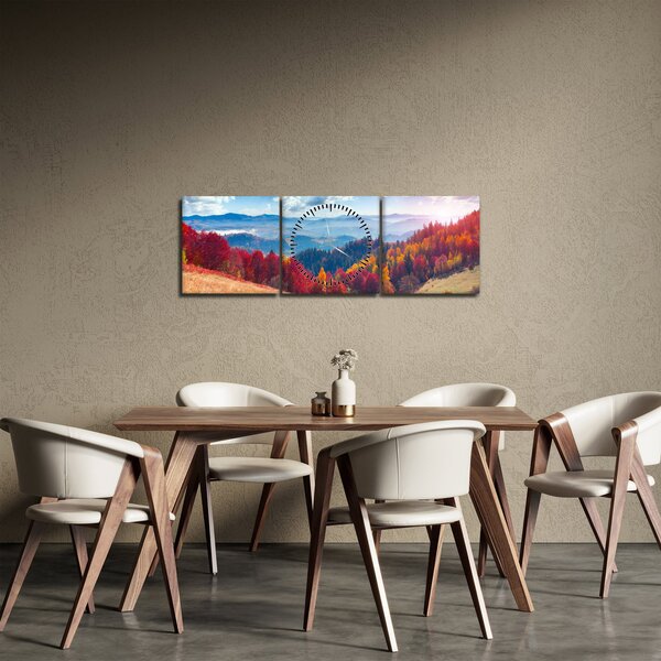 Slika šarenog jesenjeg krajolika (sa satom) (90x30 cm)