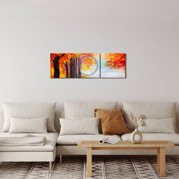 Slika - Uljane boje, šarena jesen (sa satom) (90x30 cm)