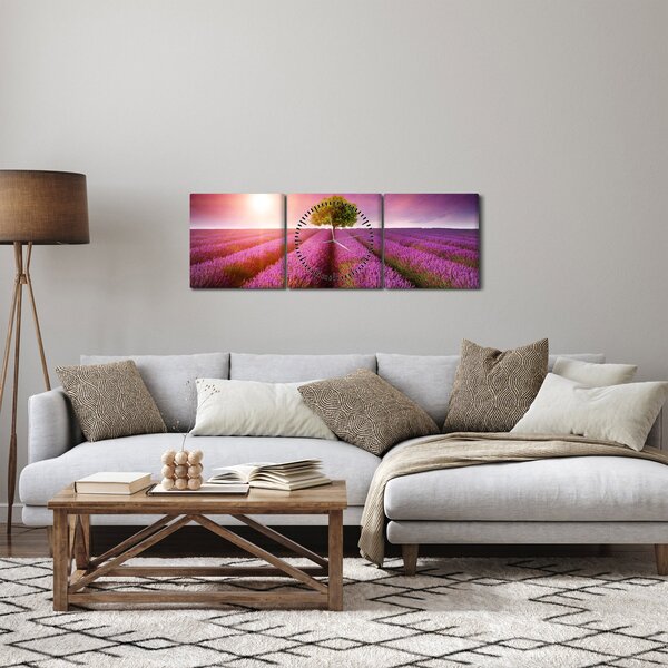 Slika polja s lavandom (sa satom) (90x30 cm)