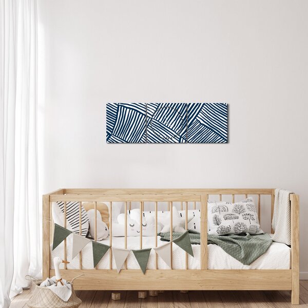 Slika - 3D linije (sa satom) (90x30 cm)