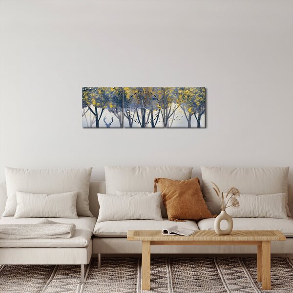 Slika jelena u šumi (sa satom) (90x30 cm)